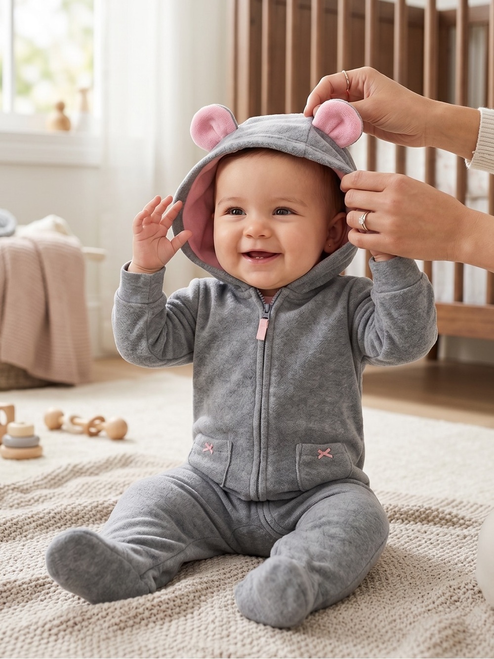 002 Carter’s Fleece Mouse Jumpsuit
